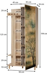 Έπιπλο εισόδου Soho Megapap χρώμα sonoma 90x36x194εκ.