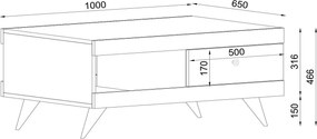 Τραπεζάκι σαλονιού Hios λευκό/σκούρο καφέ 100x65x47εκ