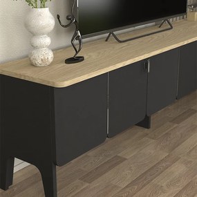 Έπιπλο τηλεόρασης Pedro Megapap χρώμα ανθρακί - rota oak 180x35x50,7εκ. - GP042-0305,1