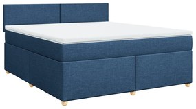 vidaXL Κρεβάτι Boxspring με Στρώμα Μπλε 180x200 εκ. Υφασμάτινο