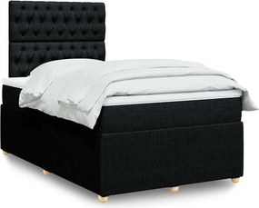 vidaXL Κρεβάτι Boxspring με Στρώμα Μαύρο 120x190 εκ. Υφασμάτινο