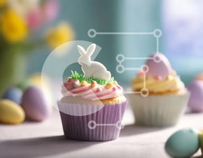 Intra Συλλεκτικό Ξύλινο Παζλ Plywood 4mm - Cupcakes και αυγά στο τραπέζι με θέμα το Πάσχα Σε Ξύλινο Κουτί - Διαστάσεις: 10x10 cm – 25 κομμάτια