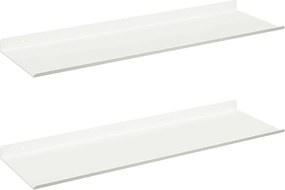vidaXL Πλωτό ράφι Επιτοίχιο 2 pcs Λευκός 60 x 18 x 2,5 εκ. Ατσάλι