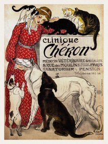 Εκτύπωση έργου τέχνης Clinique Cheron, Cats & Dogs (Distressed Vintage French Poster) - Théophile Steinlen, (30 x 40 cm)