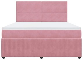vidaXL Κρεβάτι Boxspring με Στρώμα Ροζ 180x200 εκ. Βελούδινο