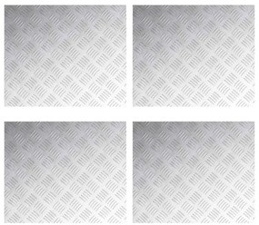 vidaXL Επιφάνειες Καρό 4 pcs Ασημί 60 x 50 cm Αλουμίνιο