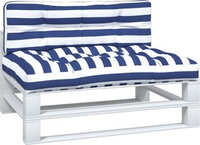 vidaXL Μαξιλάρια Παλέτας 2 τεμ. Μπλε &amp; Λευκά Ριγέ Υφασμάτινα