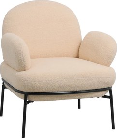 Πολυθρόνα Jaycob pakoworld μπουκλέ μπεζ-πόδι μαύρο μέταλλο 74x71x83εκ