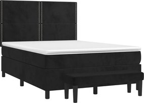 vidaXL Κρεβάτι Boxspring με Στρώμα Μαύρο 140x200 εκ. Βελούδινο