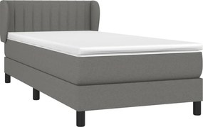 vidaXL Κρεβάτι Boxspring με Στρώμα Σκούρο Γκρι 100x200 εκ. Υφασμάτινο