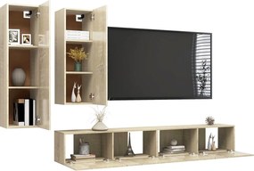 vidaXL Έπιπλα Τηλεόρασης Σετ 4 Τεμαχίων Sonoma Δρυς από Επεξ. Ξύλο