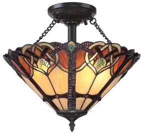 Πλαφονιέρα Φωτιστικό Οροφής 2xE27 Μπρονζέ Tiffany Cambridge QZ-CAMBRIDGE-SF Elstead Lighting-QZ-CAMBRIDGE-SF-Μπρονζέ QZ-CAMBRIDGE-SF
