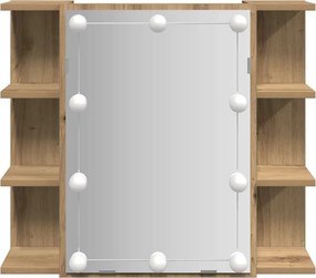 vidaXL Ντουλάπι καθρέφτη με LED Artisan Oak 70x16,5x60 cm