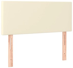 Κρεβάτι Boxspring με Στρώμα &amp; LED Κρεμ 100x200 εκ. Συνθ. Δέρμα - Κρεμ