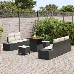 vidaXL Σετ Καναπέ Κήπου με μαξιλάρι 8 pcs Μαύρο Πολυ ράταν