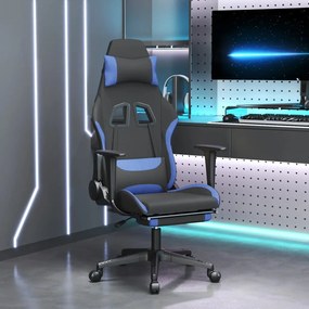 Καρέκλα Gaming Μαύρη/Μπλε Ύφασμα με Υποπόδιο