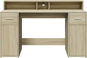 vidaXL Γραφείο με LED Sonoma δρυς 140x55x91 εκ. Επεξεργ. Ξύλο