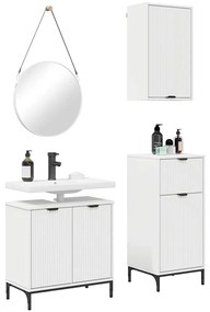 vidaXL Σετ Επίπλων Μπάνιου με συρτάρι 3 pcs Λευκό 39.5 x 36 x 88 εκ