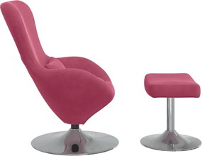 vidaXL Αυγό Καρέκλα με Σκαμνί Κόκκινο Βελούδο