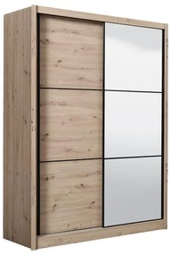 Ντουλάπα Navara με Καθρέφτη 165 Γκρί Δρύς 166x60x215,5 εκ. 166x60x215.5 εκ.
