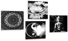 Σετ εικόνων Feng Shui σε μαύρο & άσπρο - 4x 40x40