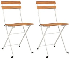 Καρέκλες Bistro Πτυσσόμενες 2 τεμ. Μασίφ Ξύλο Ακακίας + Ατσάλι - Καφέ
