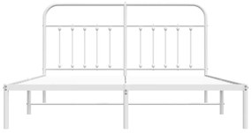 vidaXL Πλαίσιο Κρεβατιού με Κεφαλάρι Λευκό 160x200 εκ. Μεταλλικό