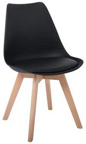 Καρέκλα Martin Stripe ΕΜ136,24S 49x56x82cm Black Σετ 4τμχ Wood, Polypropylene