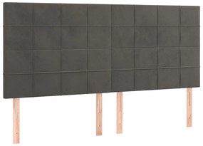 Κεφαλάρι Κρεβατιού LED Σκούρο Γκρι 180x5x118/128 εκ. Βελούδινο 3122485