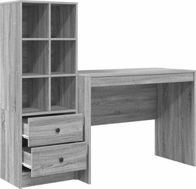 vidaXL Γραφείο με συρτάρι 2 pcs Γκρίζο Σονομα