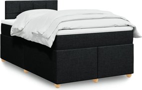 vidaXL Κρεβάτι Boxspring με Στρώμα Μαύρο 120x200 εκ. Υφασμάτινο