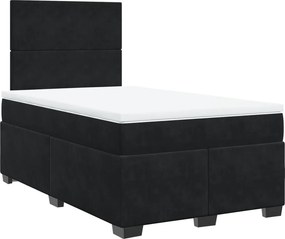 vidaXL Κρεβάτι Boxspring με Στρώμα Μαύρο 120 x 200 εκ. Βελούδινο