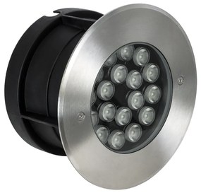 GloboStar® UNDERGROUND-SINA 90573 Χωνευτό Φωτιστικό Σποτ Δαπέδου LED 18W 1530lm 15° DC 24V Αδιάβροχο IP68 Φ20 x Υ11cm RGBW DMX512 - Ανοξείδωτο Ατσάλι - 3 Χρόνια Εγγύηση