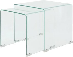 vidaXL Σετ Τραπεζάκια Ζιγκόν 2 τεμ. Διάφανα από Ψημένο Γυαλί