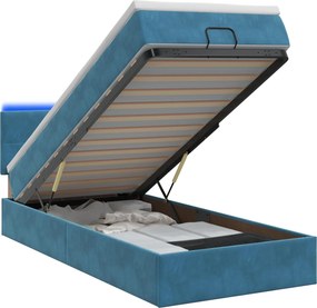 vidaXL Κρεβάτι Ottoman με Στρώμα και LED Σκούρο Μπλε 100 x 200 cm