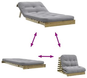 Καναπές Κρεβάτι Futon/Στρώμα 90x206x11 Εμποτισμένο Ξύλο Πεύκου - Καφέ