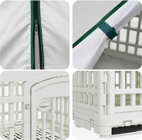vidaXL 4 Πάνελ Τσουληθράκι με Σκεπή 122 x 106,5 x 82 εκ Πλαστικό Λευκό