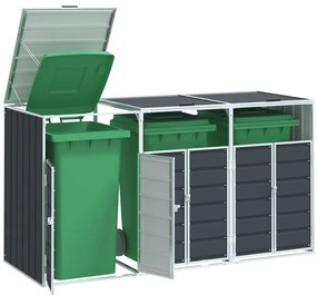 vidaXL Πλαίσιο Κάδων Απορριμμάτων Τριπλό Κάδοι 216x81x115 εκ. Ατσάλι