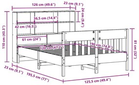 Σκελετός Κρεβατιού Χωρίς Στρώμα 120x190 εκ Μασίφ Ξύλο Πεύκου - Καφέ