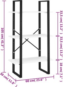 vidaXL Ράφι Αποθήκευσης Λευκό 60 x 30 x 105 εκ από Επεξ. Ξύλο