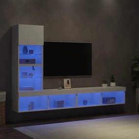 vidaXL Έπιπλα Τοίχου Τηλεόρασης 4 τεμ LED Λευκά από Επεξεργασμένο Ξύλο