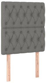 vidaXL Κρεβάτι Boxspring με Στρώμα &amp; LED Σκ.Γκρι 80x200 εκ. Υφασμάτινο