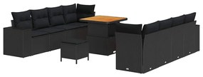 vidaXL Σετ Καναπέ Κήπου 11 pcs Μαύρο συνθετικό ρατάν