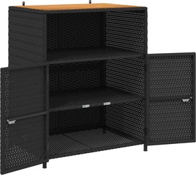 vidaXL Ντουλαπιού Μαύρο 70 x 50 x 87 εκ Πολυεστέρας και Ρόλυ Ράττεν