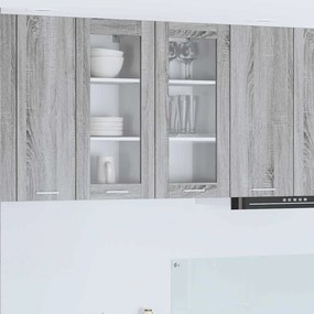 vidaXL Κρεμαστό ντουλάπι 2 pcs Γκρίζο Σονομα Επεξεργασμένο Ξύλο