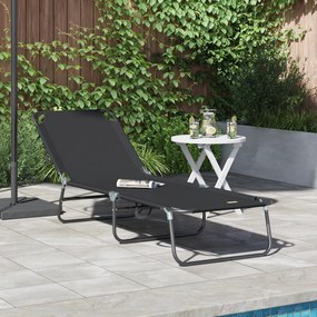 vidaXL Πτυσσόμενη Ξαπλώστρα Φορητή Μαύρη 600D Oxford Fabric