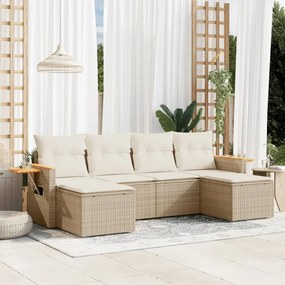 vidaXL Patio Sofa Set 6-θέσια Beige and Cream