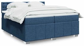 vidaXL Κρεβάτι Boxspring με Στρώμα Μπλε 200x200 εκ. Υφασμάτινο