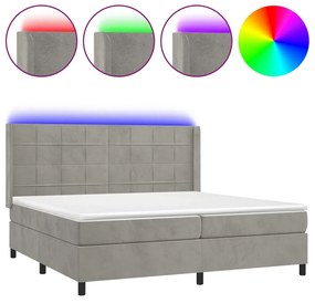 ΚΡΕΒΑΤΙ BOXSPRING ΜΕ ΣΤΡΩΜΑ &amp; LED ΑΝ.ΓΚΡΙ 200X200 ΕΚ. ΒΕΛΟΥΔΙΝΟ 3139583