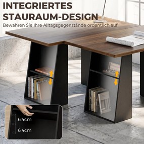 Γραφείο με 4 ανοιχτά ράφια, industrial design, 140 cm, καφέ-μαύρο